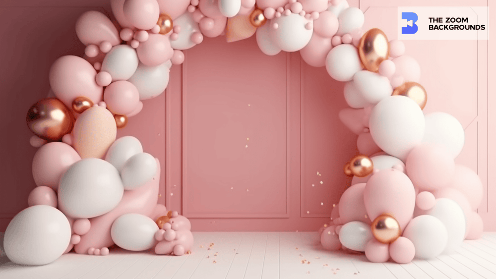 Pastel Pink Balloon Arch Zoom Background
