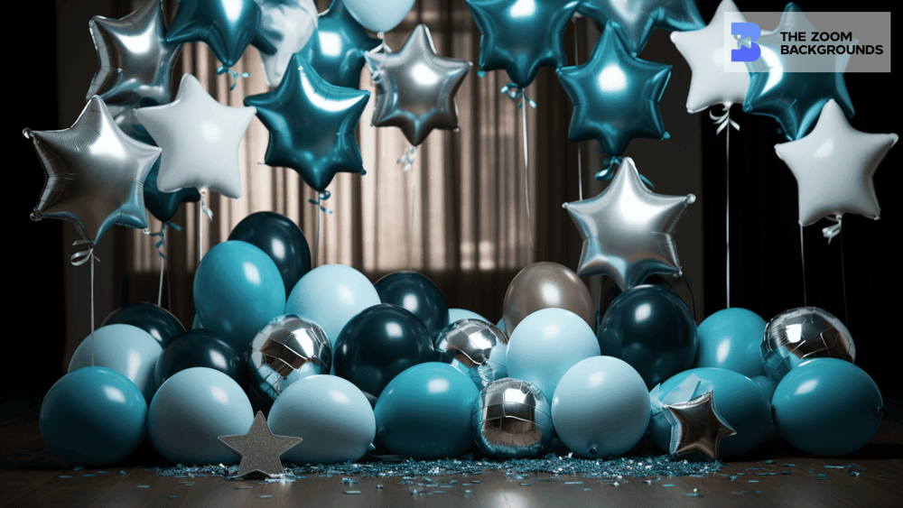 Floating Star Balloons Zoom Background
