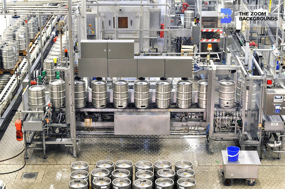 bottling line in modern beer plant brewery zoom backgrounds