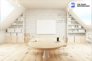 light wooden conference room zoom background
