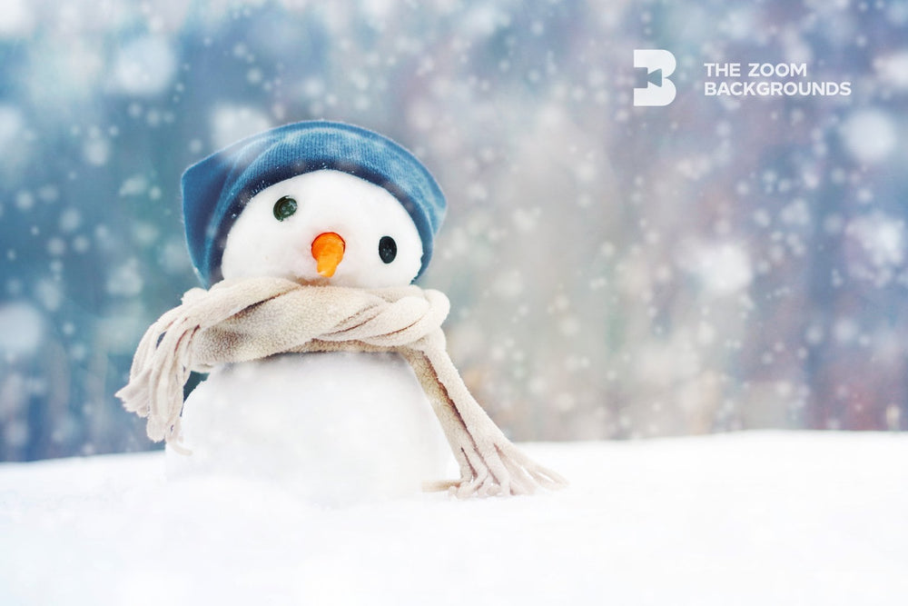 little snowman with cap  scarf zoom background