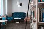 stylish dark blue sofa zoom backgrounds