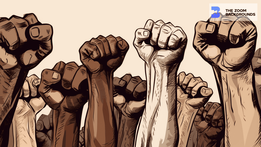 Raised Fists Protest for Freedom Zoom Background