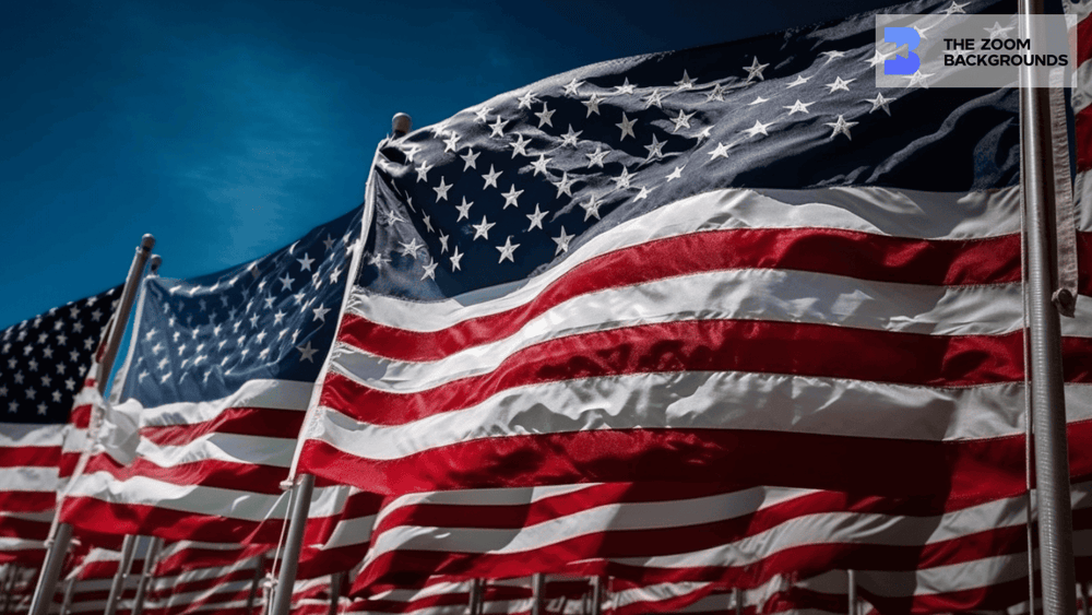 USA Flagpoles Zoom Background
