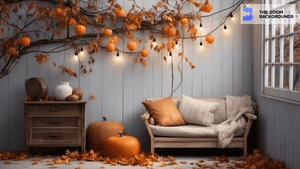 Small Couch with Pumpkin Decors Zoom Background