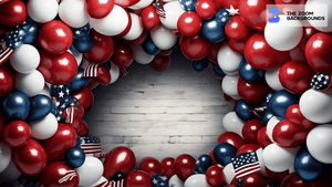 USA Flag Colored Full Circle Balloons Zoom Background