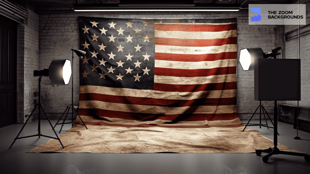 Dirty Old American Flag Zoom Background