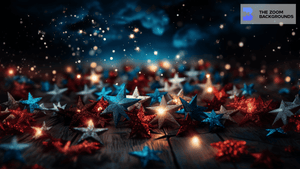 Red and Blue Sparkling Stars Zoom Background