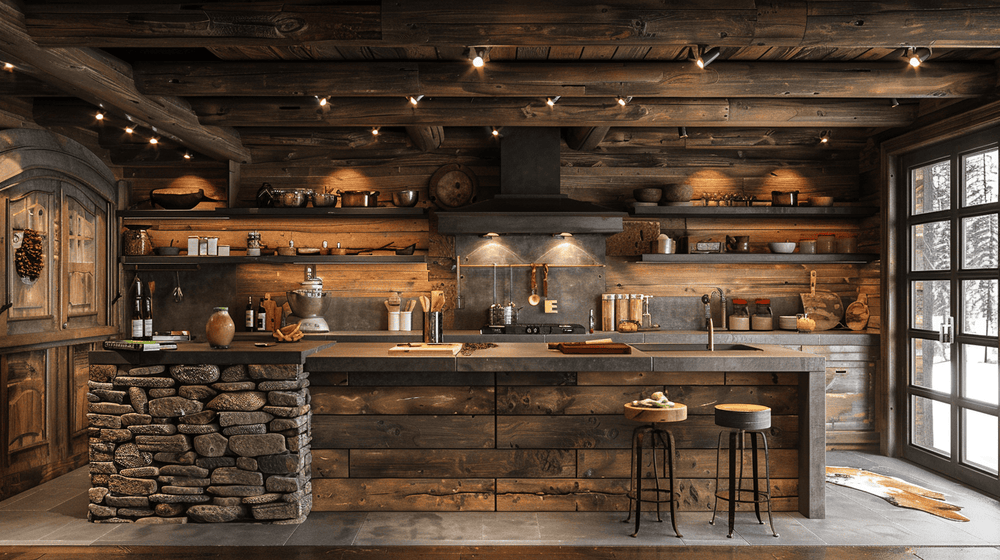 Background Images Rustic Kitchen Setting Cabin Style Kitchen Zoom Background – thezoombackgrounds.com