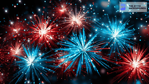 Red and Blue Firework and Glitters Zoom Background