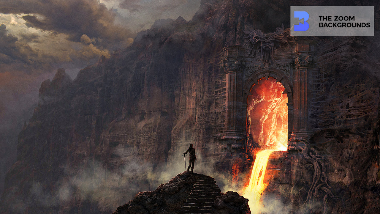 Working In Hell Lava River Cave in Cliff - Work in Hell Zoom Background ...