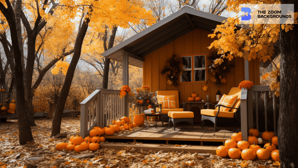 Fall Decor with Single Couches Zoom Background