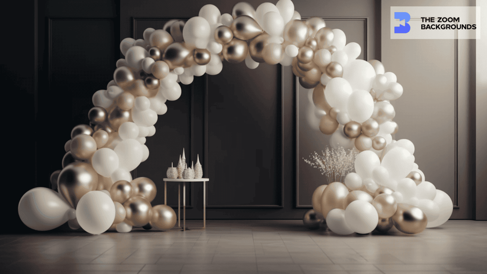 Luxurious Balloon Arch Zoom Background