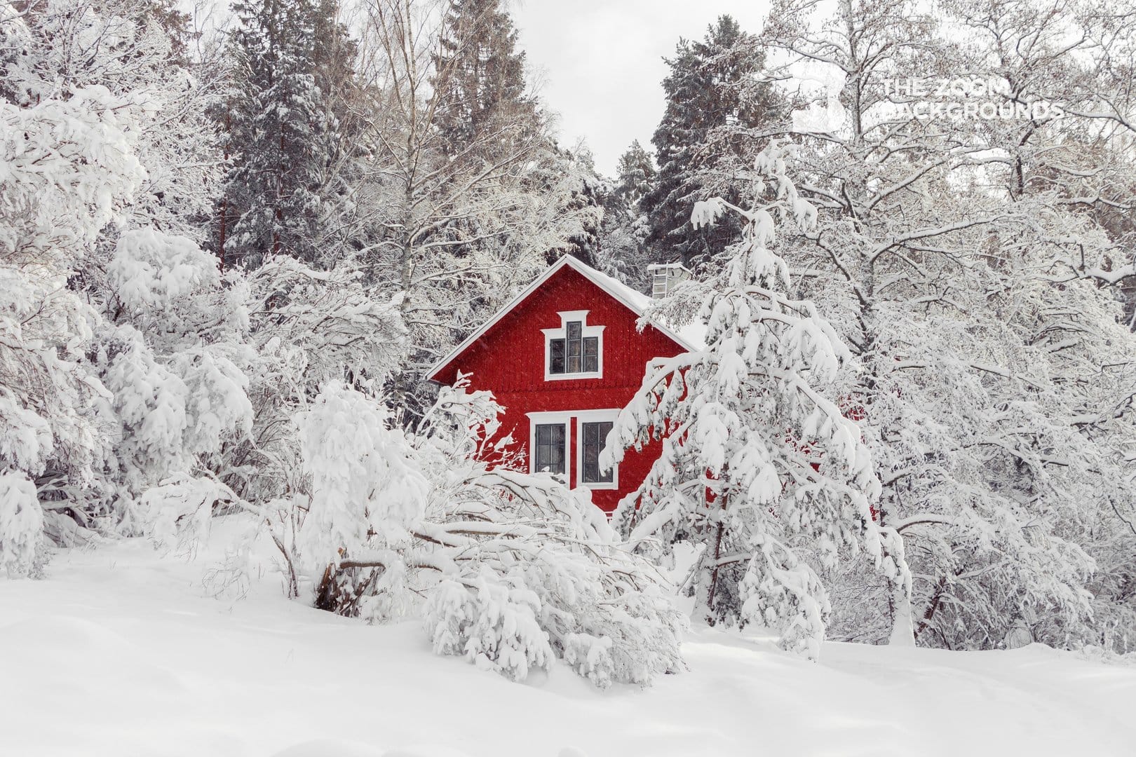 House in the snow – thezoombackgrounds.com