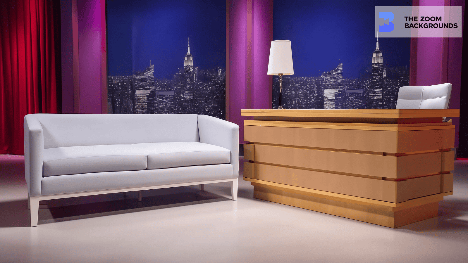 Talk Show Introduction Background Simple Close up Talk Show Set Zoom Background – thezoombackgrounds.com