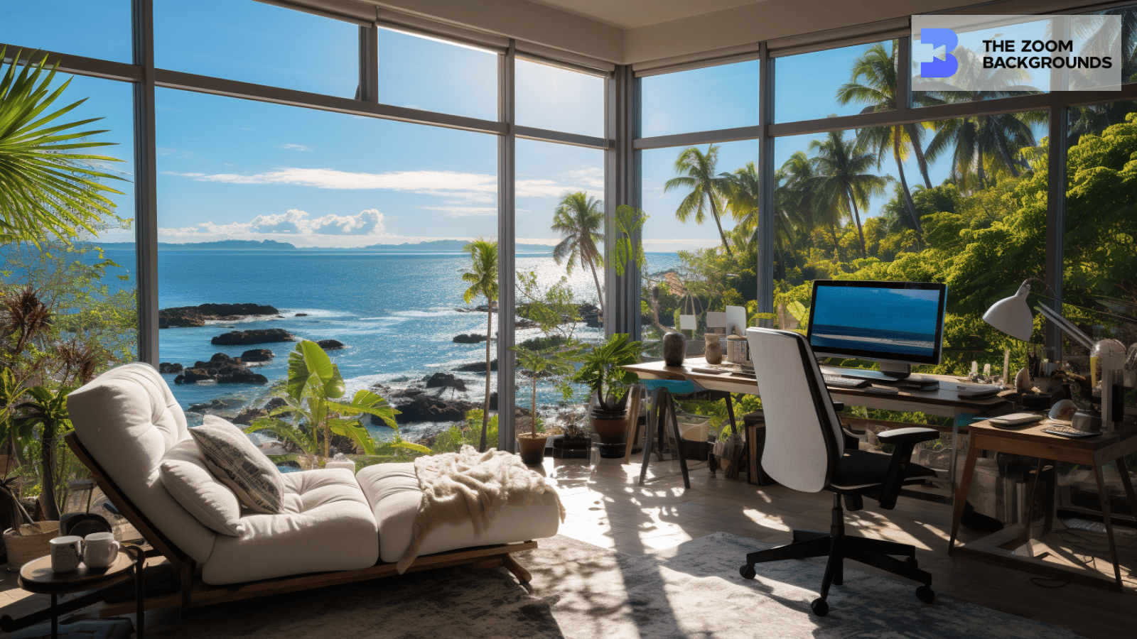 Elegant Beachside Condo Home Office Zoom Background ...