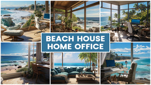 Beach House Home Office Zoom Backgrounds Bundle (31 images) + FREE e-book