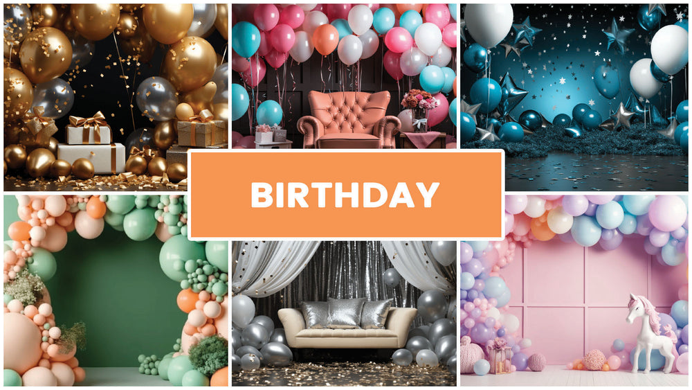 Birthday Zoom Backgrounds Bundle (30 images) + FREE e-book