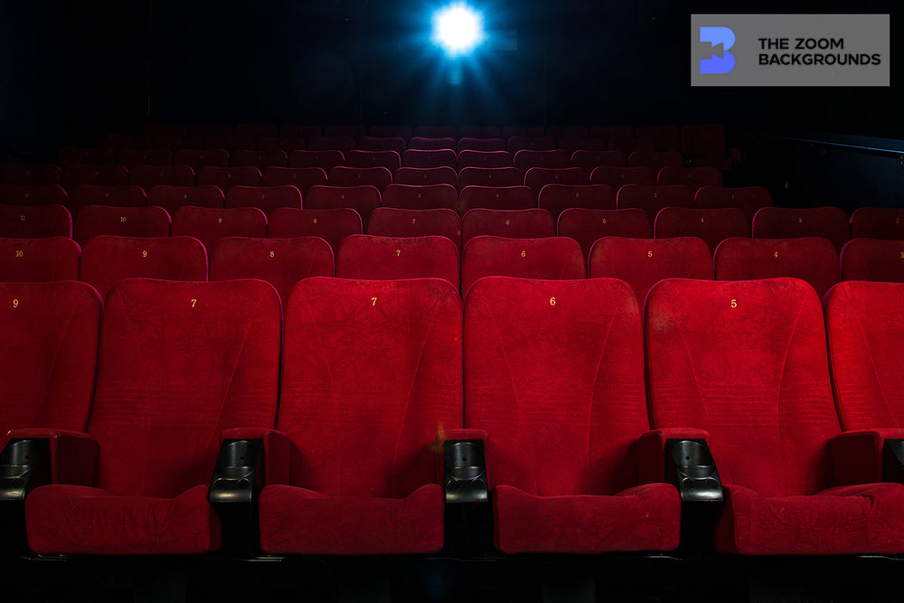 
            
                Load image into Gallery viewer, cinemas empty numbered red seats zoom background
            
        