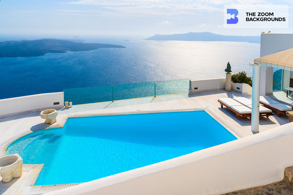 
            
                Load image into Gallery viewer, view of caldera and swimming pool zoom background
            
        
