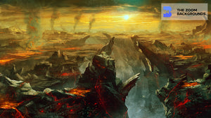 fantasy illustrated lava landscape  work in hell zoom background