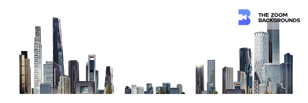 city illustration on white with text space zoom background
