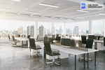 modern office with city view zoom background