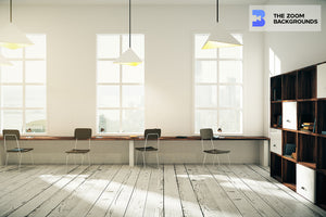 loft with big light windows coworking office interior zoom backgrounds