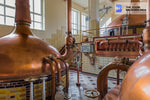 brewery plant interior of fermentation mash vats towers zoom background