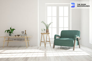 white minimalist armchair room inspiration zoom background