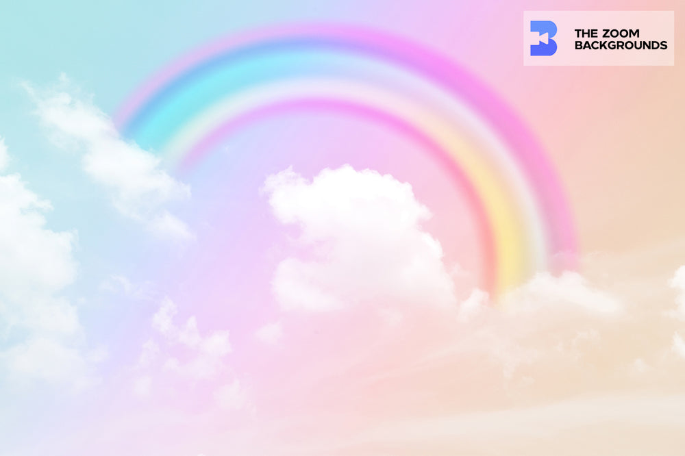 world rainbow with pastel backdrop fantasy party zoom background