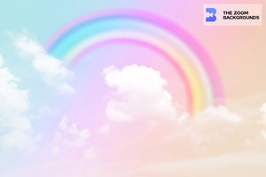 world rainbow with pastel backdrop fantasy party zoom background