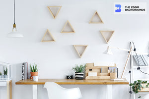 
            
                Load image into Gallery viewer, bright home office with wooden desk and cactus zoom background
            
        