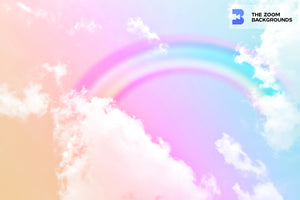 
            
                Load image into Gallery viewer, fantasy rainbow in clouds on pastel backdrop party zoom background
            
        