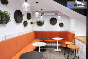 modern interior cafe zoom background