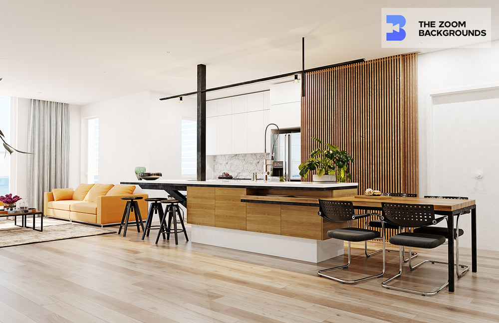 modern loft kitchen interior zoom backgrounds
