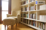 modernly deocrated home library zoom background