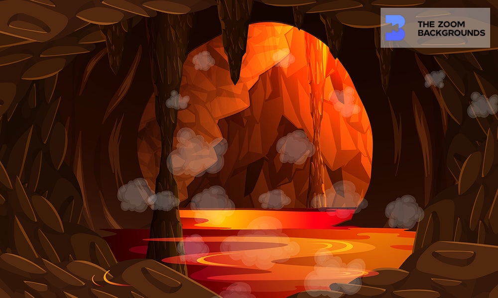 lava filled cave underground  work in hell zoom background