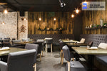 wooden restaurant modern interior design zoom background