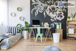 hip stylish loft workspace with floral decoration on a chalkboard zoom