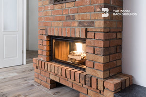 red brick fireplace clean home zoom background