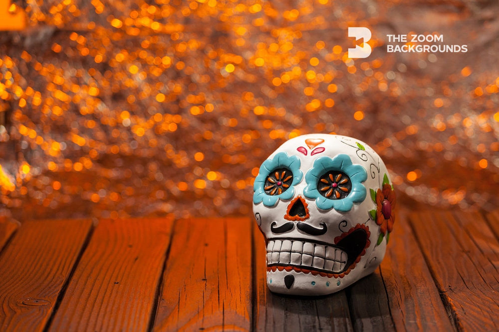 colorful skull zoom background