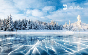 frozen lake in winter blue ice zoom background