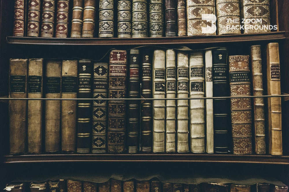 closeup photo of books on shelf zoom backgrounds