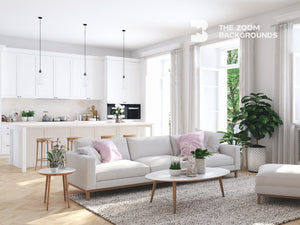 scandinavian modern living room with kitchen zoom backgrounds