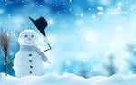 happy winter snowman illustration on snowy background zoom background